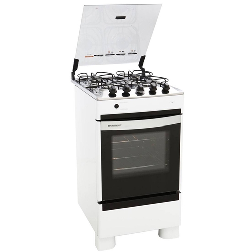 Fogão Brastemp 4 bocas Branco com botões removíveis e vidro panorâmico