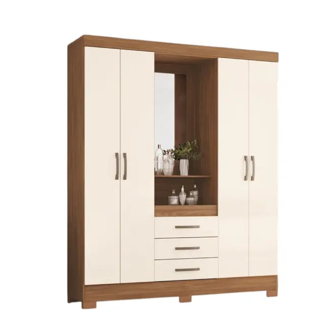 Guarda Roupa Casal Espelho 04 Portas 03 Gavetas B24 Briz - Henn(briz)