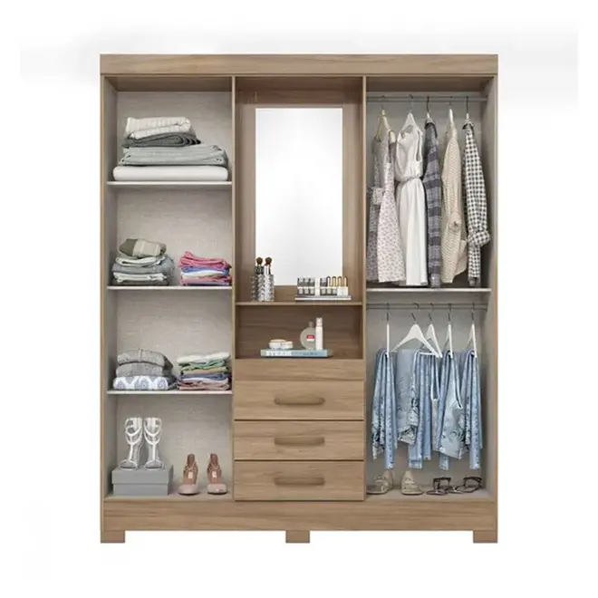 Guarda Roupa Casal Espelho 04 Portas 03 Gavetas B24 Briz - Henn(briz)
