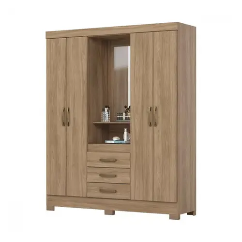 Guarda Roupa Casal Espelho 04 Portas 03 Gavetas B24 Briz