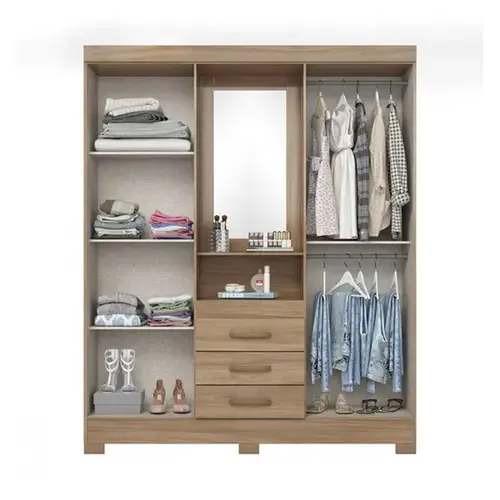 Guarda Roupa Casal Espelho 04 Portas 03 Gavetas B24 Briz