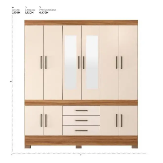 Guarda Roupa Demobile New Murano com 10 Portas e 3 Gavetas