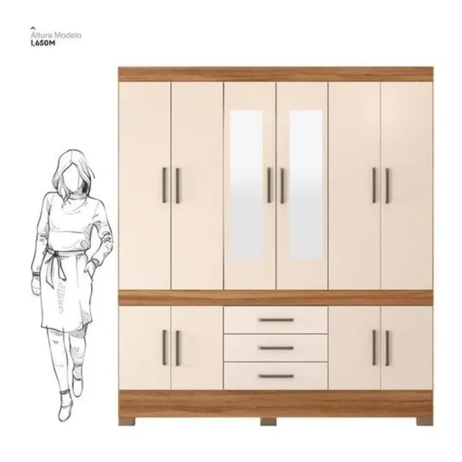 Guarda Roupa Demobile New Murano com 10 Portas e 3 Gavetas