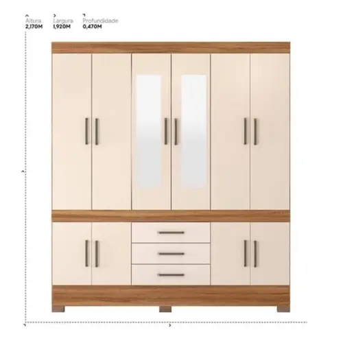 Guarda Roupa Demobile New Murano com 10 Portas e 3 Gavetas