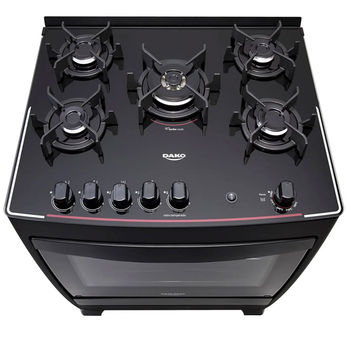 Fogão Dako Supreme Glass 5 bocas Dako