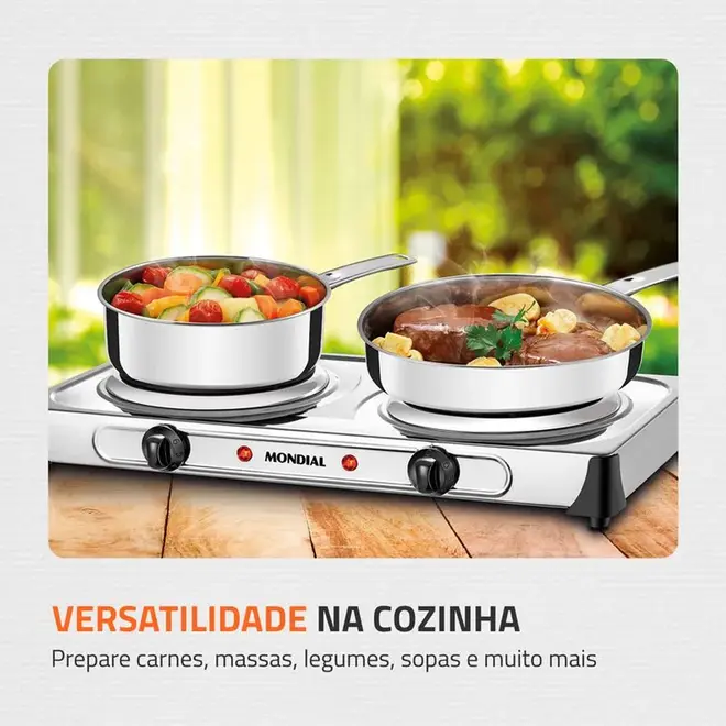 Fogão Elétrico Mondial Fast Cook 2B FE-03 INOX