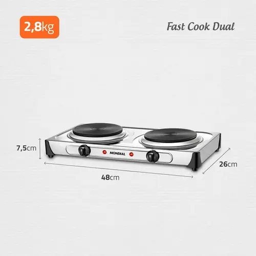 Fogão Elétrico Mondial Fast Cook 2B FE-03 INOX