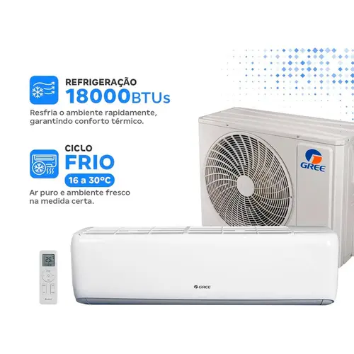 Ar-Condicionado Gree Split Inverter 18.000 BTUs Frio GWC18-D6DN 220V