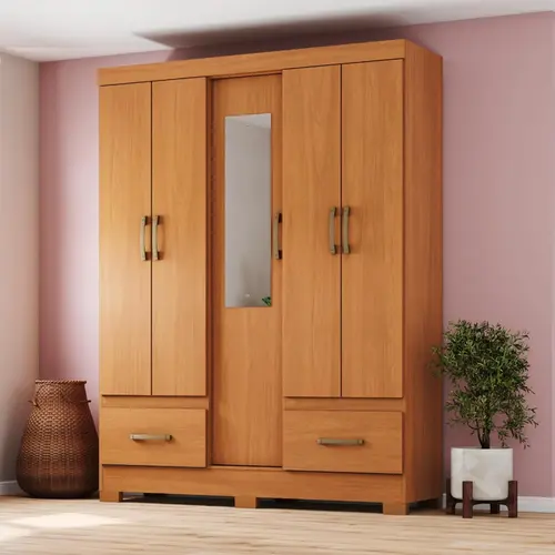 Guarda Roupa Solteiro B60 Jequitibá Brilho com Espelho