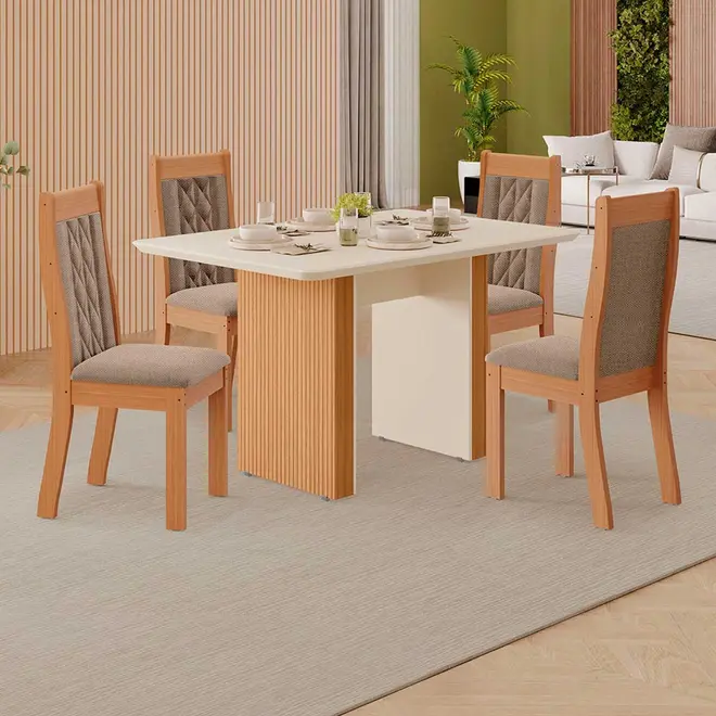 Conjunto de Mesa de Tuboarte Manoela com 4 Cadeiras Bella