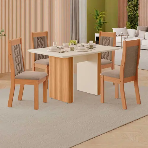 Conjunto de Mesa de Tuboarte Manoela com 4 Cadeiras Bella