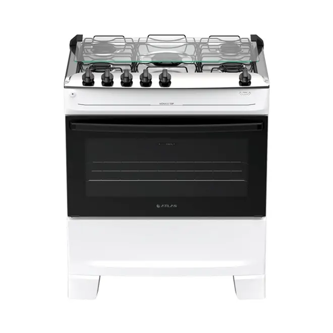 Fogão 5 Bocas com Mesa Inox Atlas Mônaco Top Bivolt