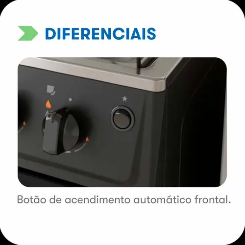 Fogão Itatiaia Star New 4 Bocas Preto Bivolt
