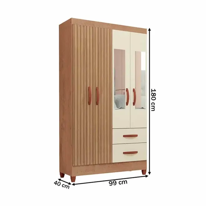 Guarda Roupa Atualle Real 4 portas 2 Gavetas