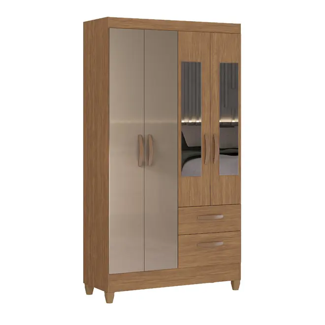Guarda Roupa Atuale Real 4 Portas 2 Gavetas | Compre na Magazine