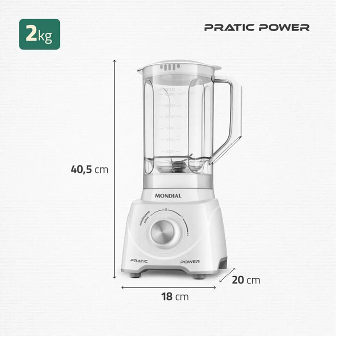Liquidificador Pratic Power Mondial Branco - L-97-W - Mondial