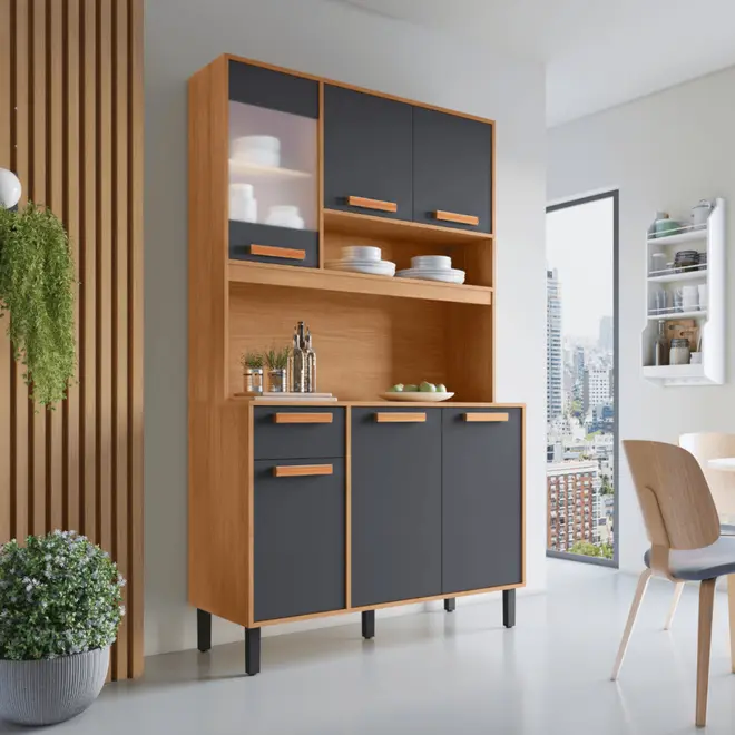 Cozinha Compacta Itatiaia Nápoles com 6 Portas, 1 Gaveta e 4 Prateleiras - 120cm de largura