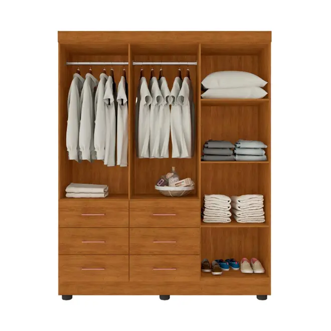 Guarda Roupa Topazio Josias 6 Portas 6 gavetas com Espelho 100% MDF