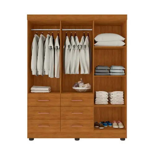 Guarda Roupa Topazio Josias 6 Portas 6 gavetas com Espelho 100% MDF