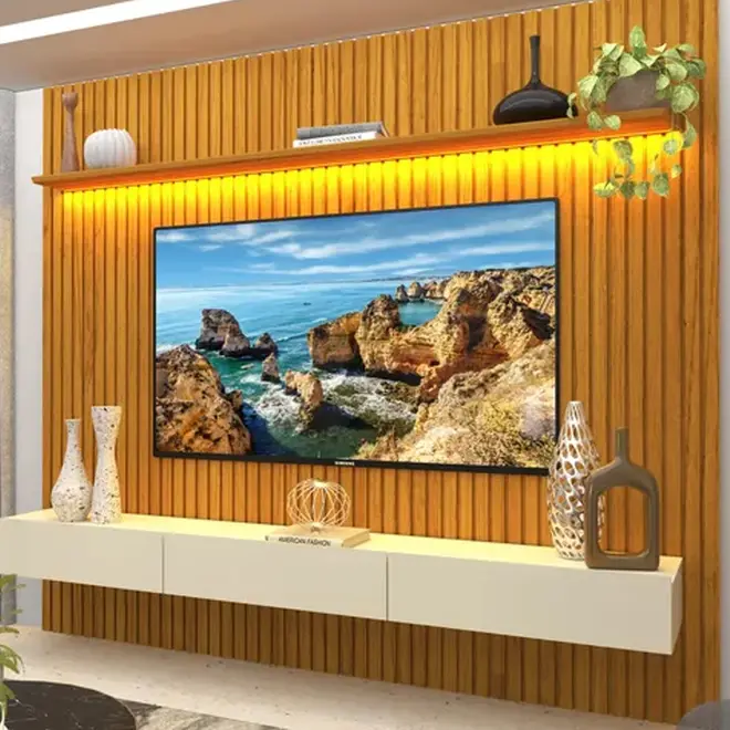 Painel para TV até 85 Polegadas Ripado com LED Nobre 230cm