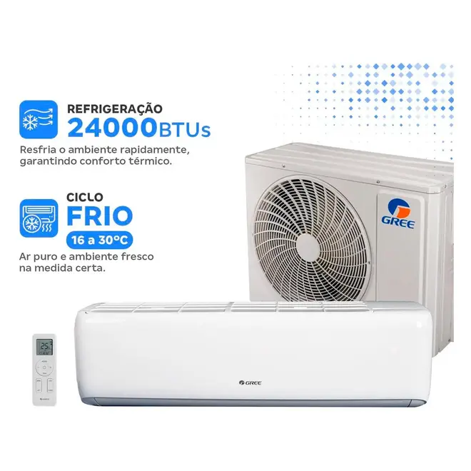 Ar-Condicionado Gree Split Inverter 24.000 BTUs Frio GWC24ATE-D6DNA 220V