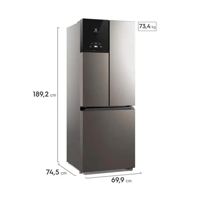 Geladeira Electrolux Frost Free Inverter 480L Efficient AutoSense 3 Portas Inox Look (IM7S)