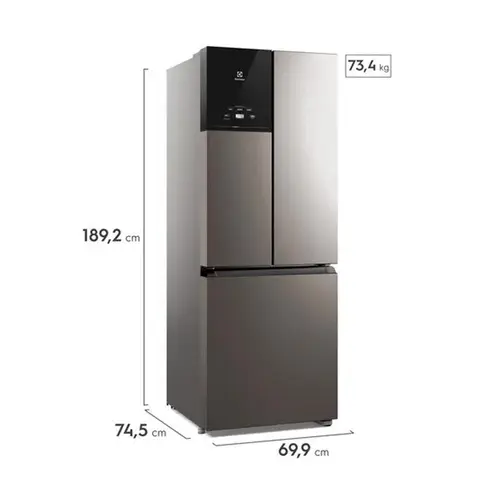 Geladeira Electrolux Frost Free Inverter 480L Efficient AutoSense 3 Portas Inox Look (IM7S)