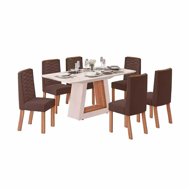 Conjunto de Mesa Tuboarte Heloize 6 Cadeira Olimpia Coral
