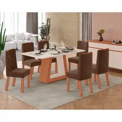 Conjunto de Mesa Tuboarte Heloize 6 Cadeira Olimpia Coral