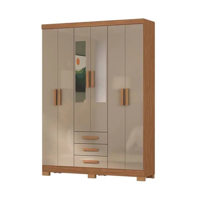 Guarda Roupa Atualle Milano 6 Portas 3 Gavetas com Espelho