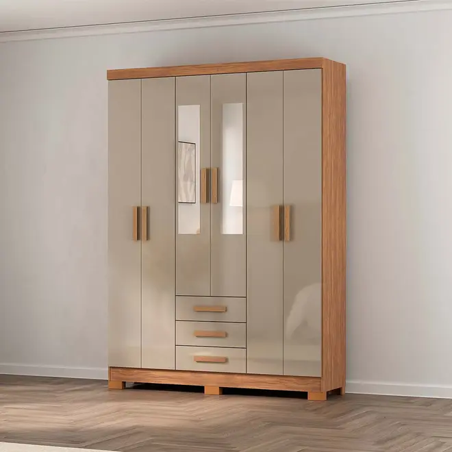 Guarda Roupa Atualle Milano 6 Portas 3 Gavetas com Espelho