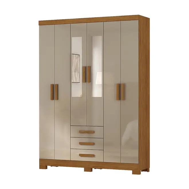 Guarda Roupa Atualle Milano 6 Portas 3 Gavetas com Espelho