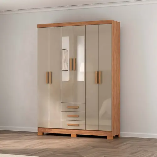 Guarda Roupa Atualle Milano 6 Portas 3 Gavetas com Espelho