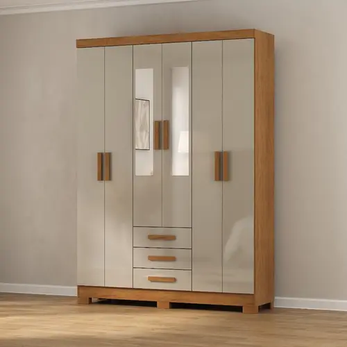 Guarda Roupa Atualle Milano 6 Portas 3 Gavetas com Espelho