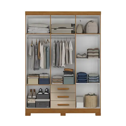 Guarda Roupa Atualle Milano 6 Portas 3 Gavetas com Espelho