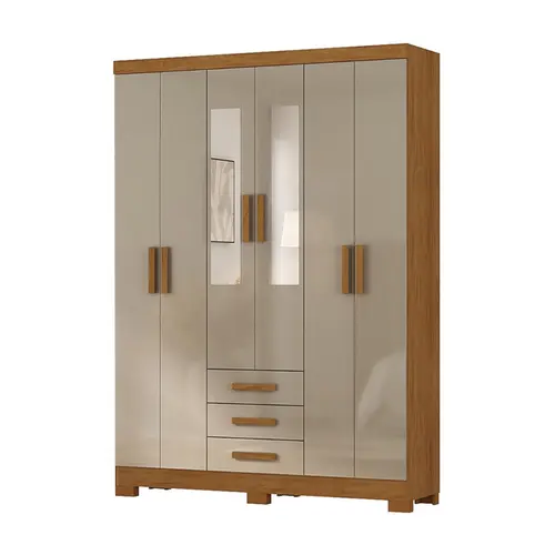 Guarda Roupa Atualle Milano 6 Portas 3 Gavetas com Espelho