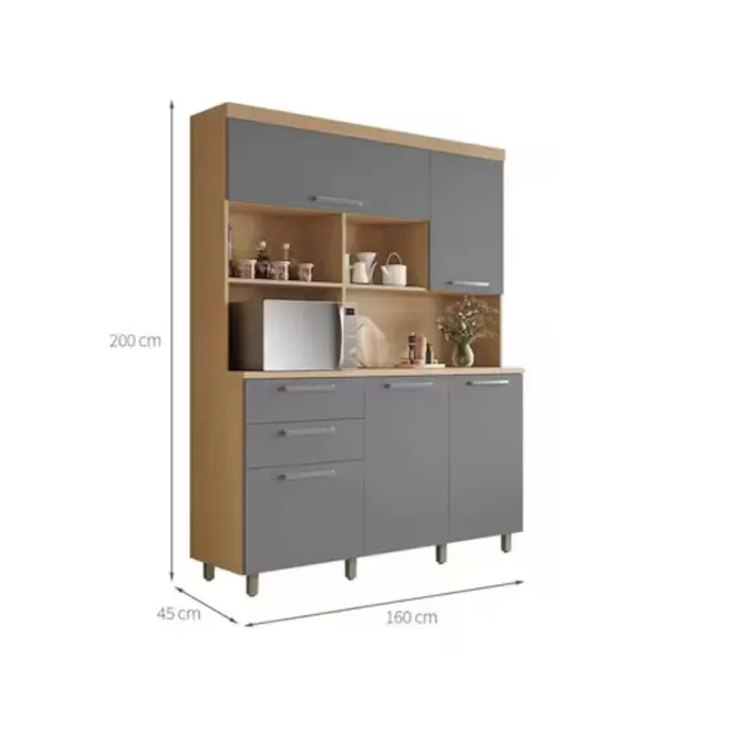 Cozinha Compacta 5 Portas 2 Gavetas Nobreza 160cm 100% Mdf