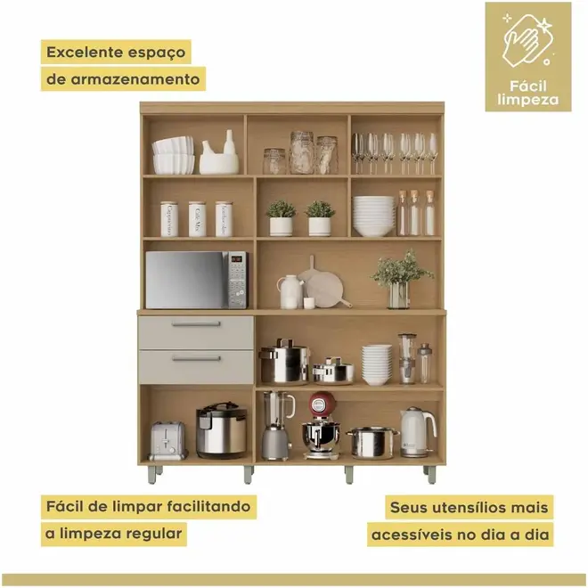 Cozinha Compacta 5 Portas 2 Gavetas Nobreza 160cm 100% Mdf