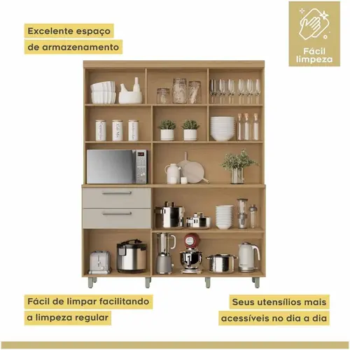Cozinha Compacta 5 Portas 2 Gavetas Nobreza 160cm 100% Mdf