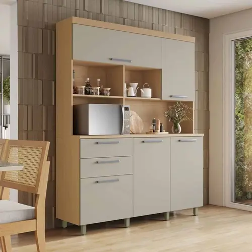 Cozinha Compacta 5 Portas 2 Gavetas Nobreza 160cm 100% Mdf