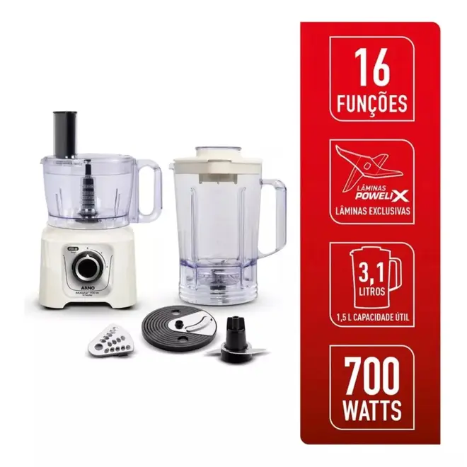 Multiprocessador Arno 700W 16 Funções Marfim MP62