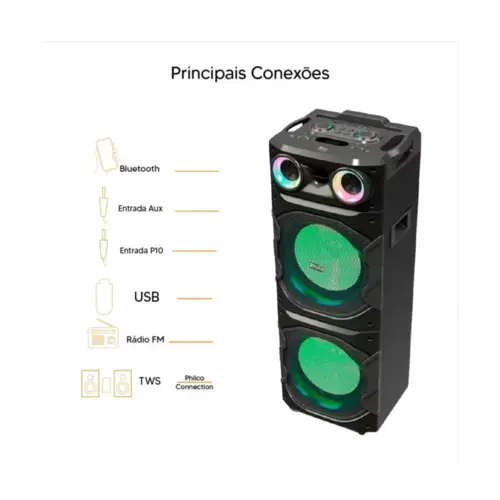 Caixa De Som Amplificada Philco Pcx26000 Bluetooth Preta