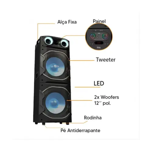 Caixa De Som Amplificada Philco Pcx26000 Bluetooth Preta