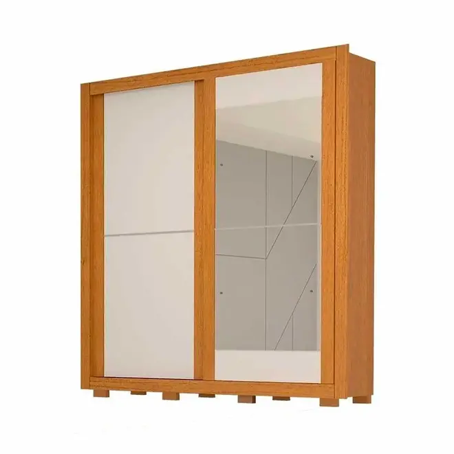 Guarda Roupa Casal 100% Mdf 2 Portas De Correr Com Espelho Nicole Acp Móveis
