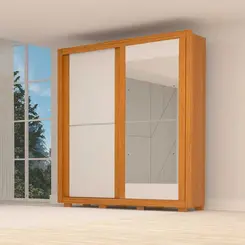 Guarda Roupa Casal 100% Mdf 2 Portas De Correr Com Espelho Nicole Acp Móveis