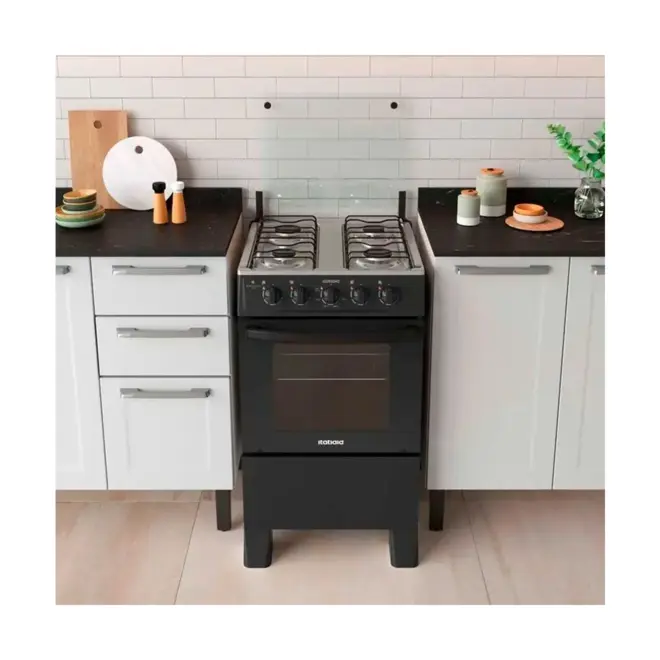 Fogão Itatiaia Star Clean New 4 Bocas Mesa Inox- Preto