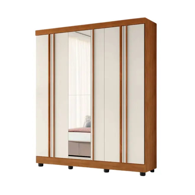 Guarda Roupa Topazio Armoni 6 Portas MDF com Espelho