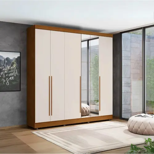 Guarda Roupa Topazio Abdon Plus 6 Portas com Espelho 100% MDF