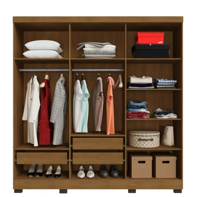 Guarda Roupa Topazio Ageu 6 Portas 100% MDF Com Espelho