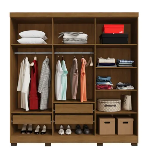 Guarda Roupa Topazio Ageu 6 Portas 100% MDF Com Espelho